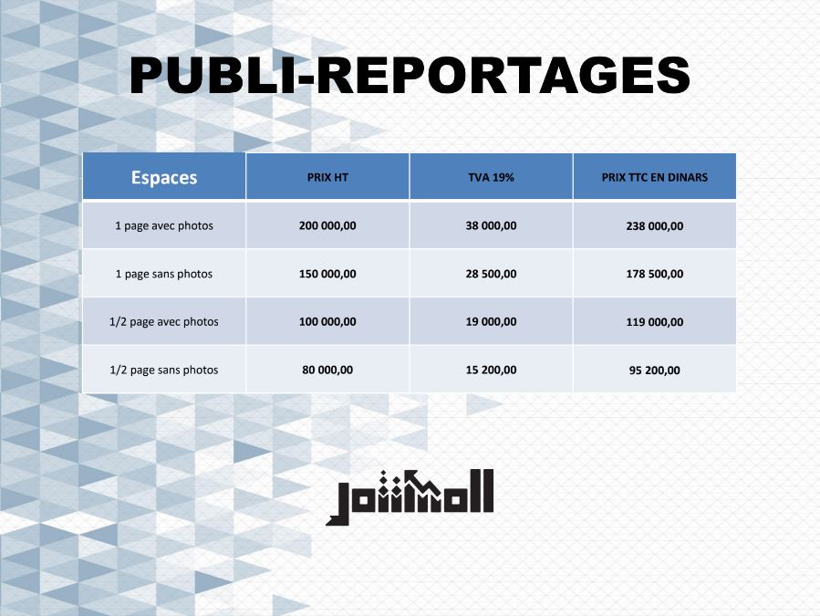 tarif publication